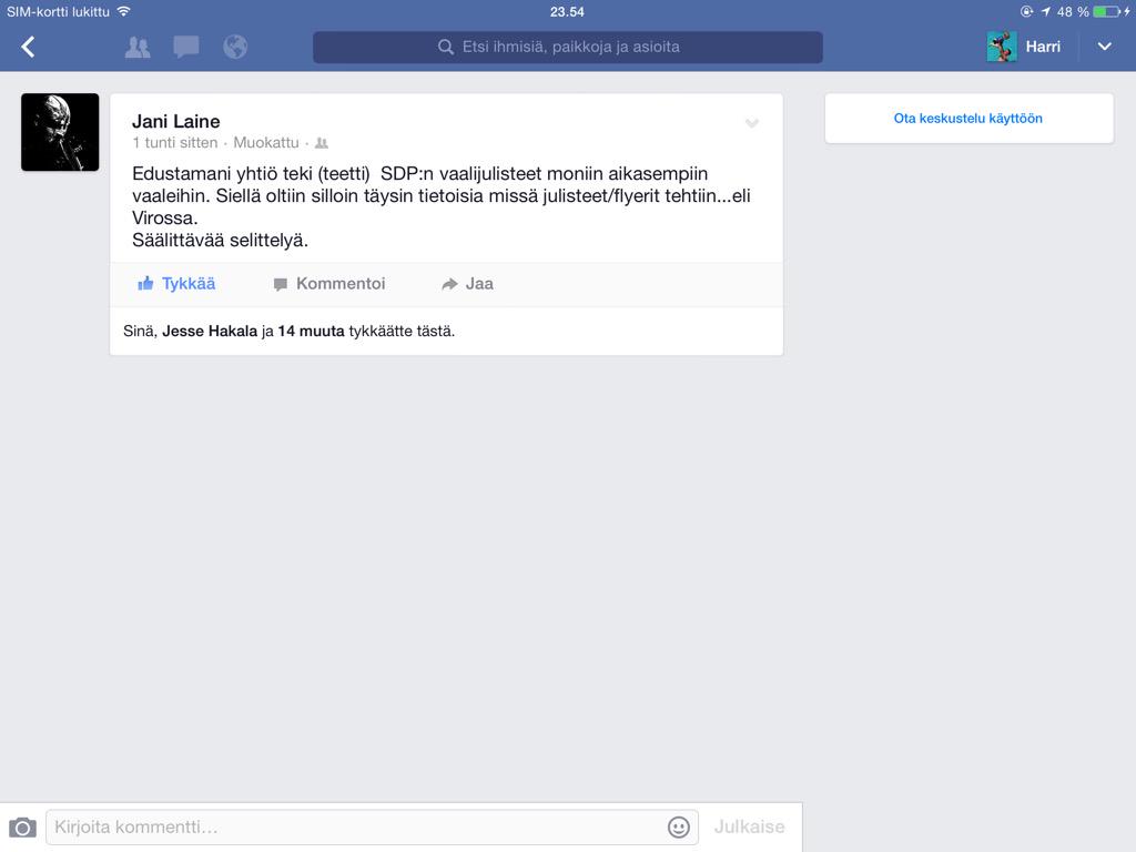 HarriAstrom's tweet photo. Oma raha on demareillekin eri asia kuin #yhteinen raha, kertoo vanha mainostoimiston tj. @JanneTulirinta http://t.co/Ikcm6dkcCq