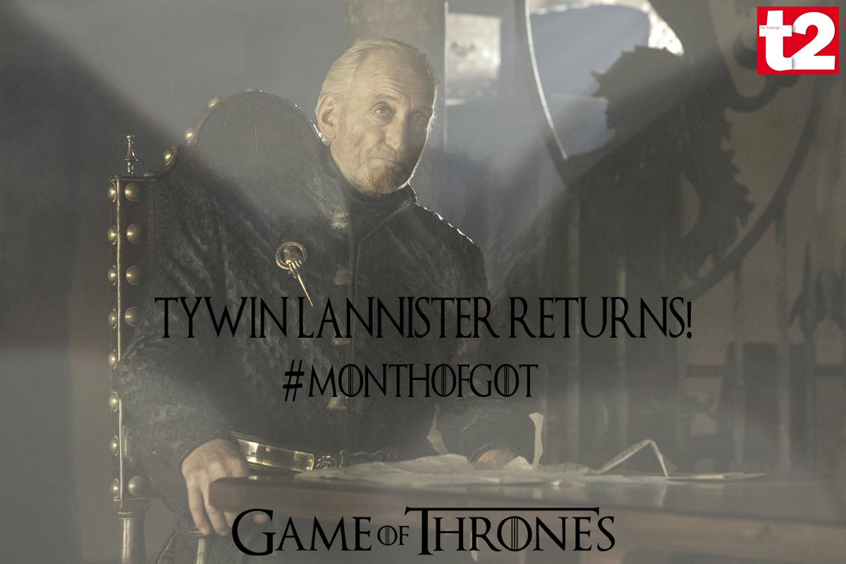 t2telegraph's tweet photo. You thought you will see no more of Tywin Lannister.But he does feature in Season 5.
#MonthofGOT http://t.co/mItdgxvm2g