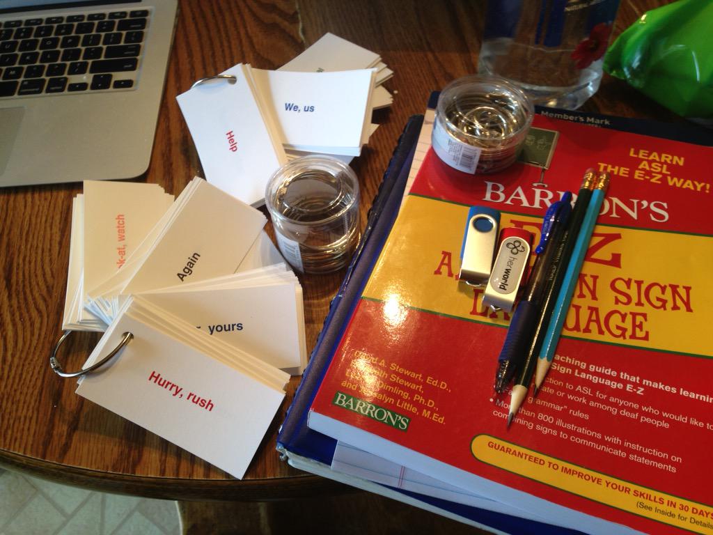 LaurelMateyka's tweet image. Ready for my first group study session for ASL. But are they ready for me? #flashcardgame #nerdalert