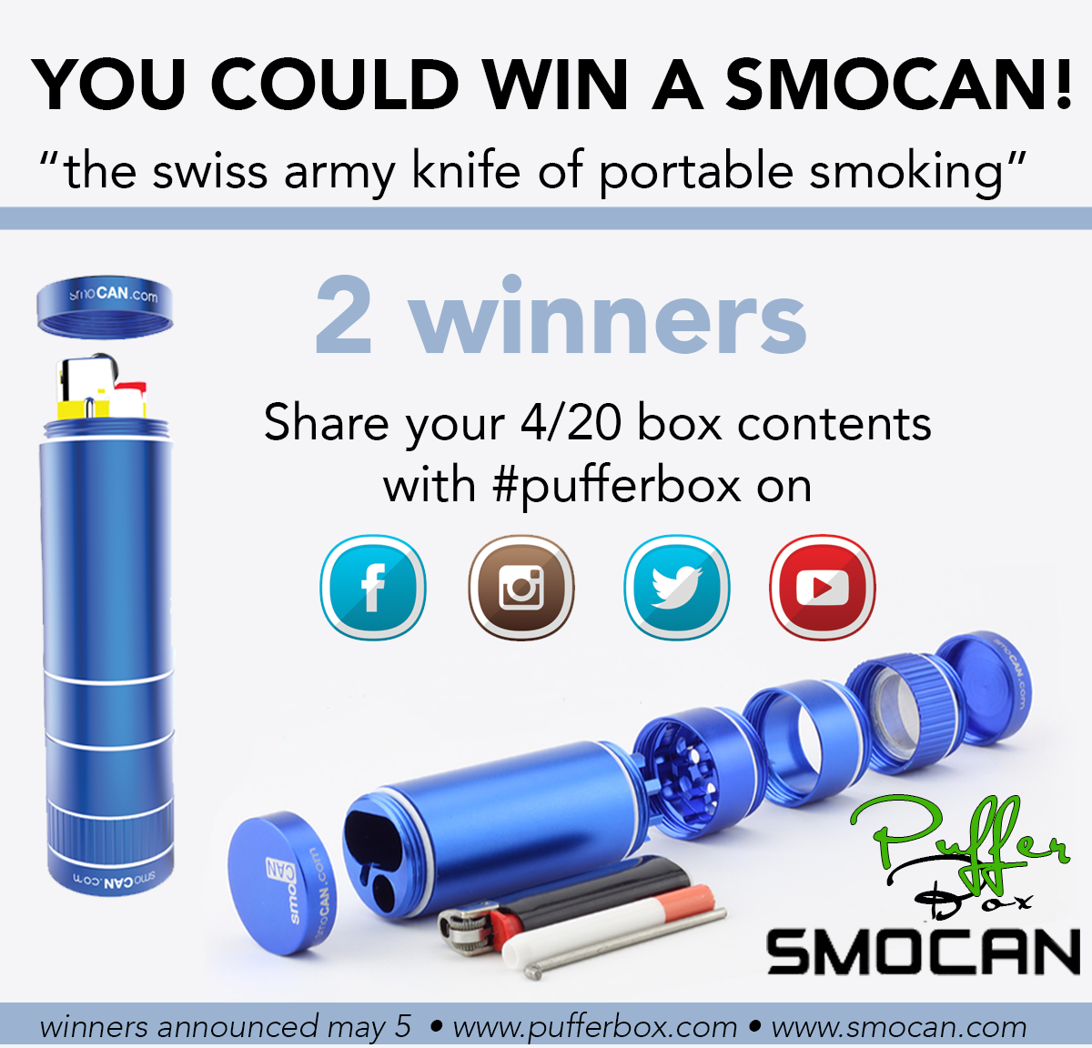 pufferbox's tweet photo. Now rolling out prizes to members who share their PufferBox! 4/20 kicks of with the #smocan @thesmoCAN #pufferbox http://t.co/AQisf0GuY2