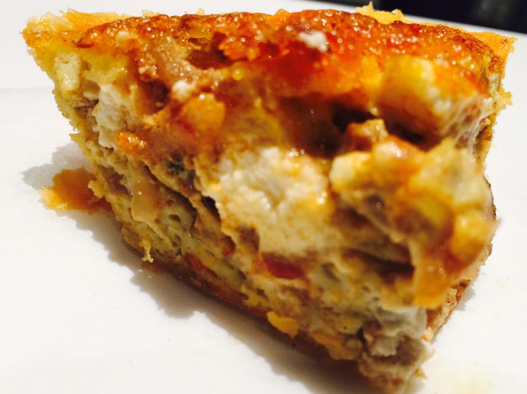 Chorizo &amp; goat cheese quiche. Made fresh all day long:)