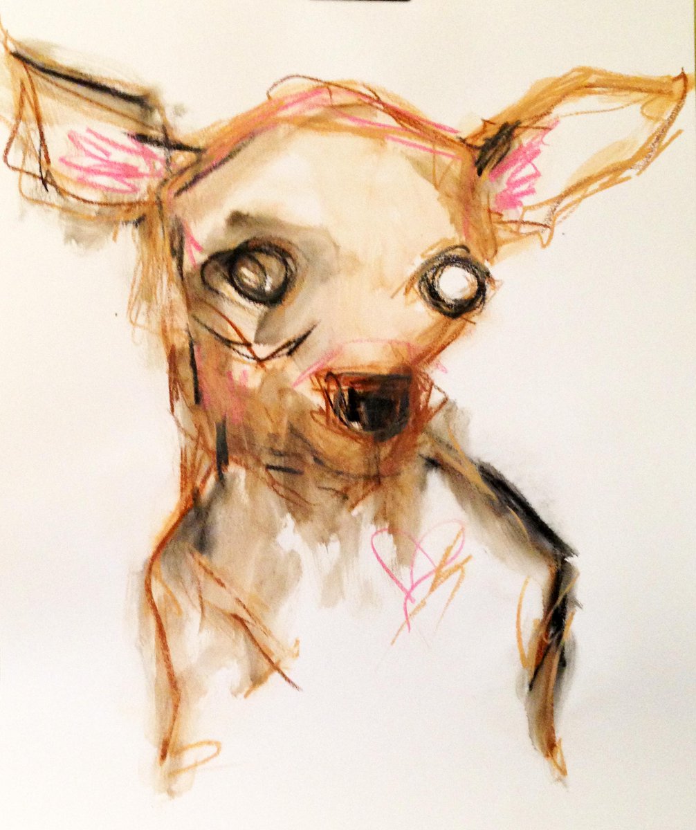 mixed media chihuahua portrait noisydogstudio.com/product/tiny-h…