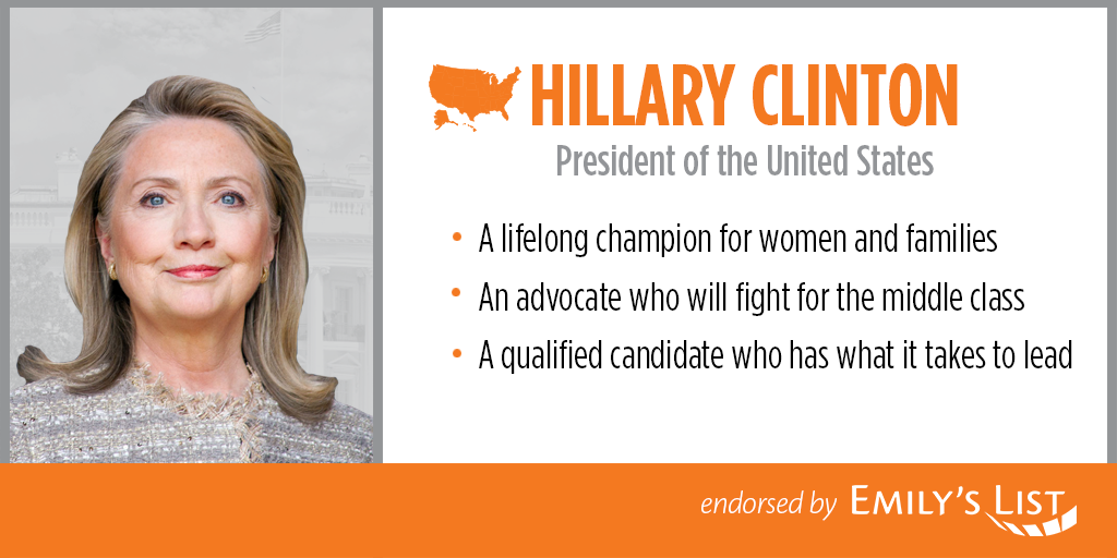 emilyslist's tweet photo. She’s in. We’re ready. @HillaryClinton for 2016! #Hillary2016 http://t.co/z6TVnpJLJQ