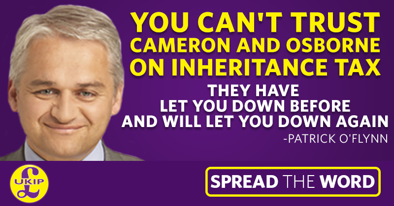 UKIP's tweet photo. Only UKIP has a fully funded &amp; costed plan to SCRAP inheritance tax altogether over the course of the next parliament http://t.co/ynSmDiWcXl