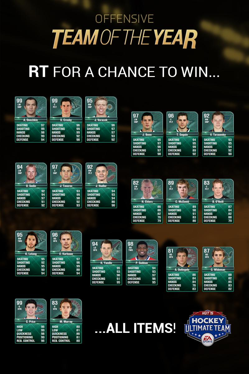 EASPORTSNHL's tweet image. The #HUT Offensive TOTY could be yours! RT for a chance to win!