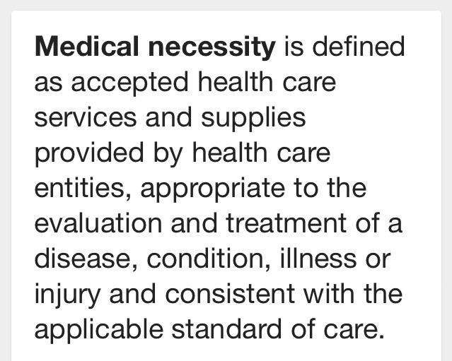 alexdumas2016's tweet photo. What's your definition if medical necessity #SOS #SavingOurSystem http://t.co/ImAilbsGEf