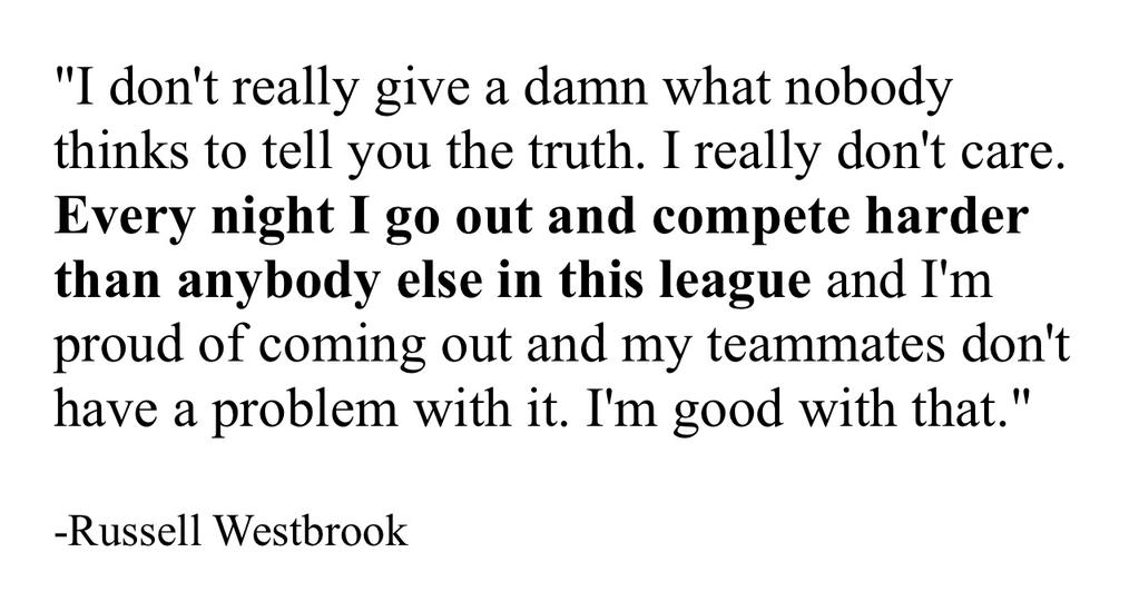 ESPNNBA's tweet photo. Russell Westbrook took 43 shots, and he doesn't really care what you think about it: http://t.co/qkEJCSxqrT