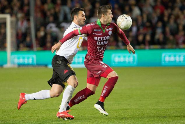 Trajkovski battles for the ball Trajkovski battles for the ball