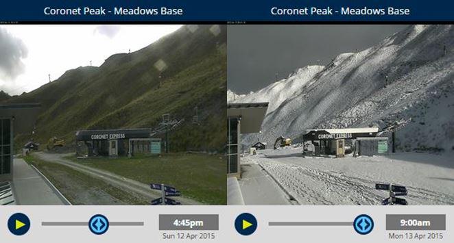 The difference a day makes! <a href="/CoronetPeak/">Coronet Peak</a> reports 15cm overnight ^NB