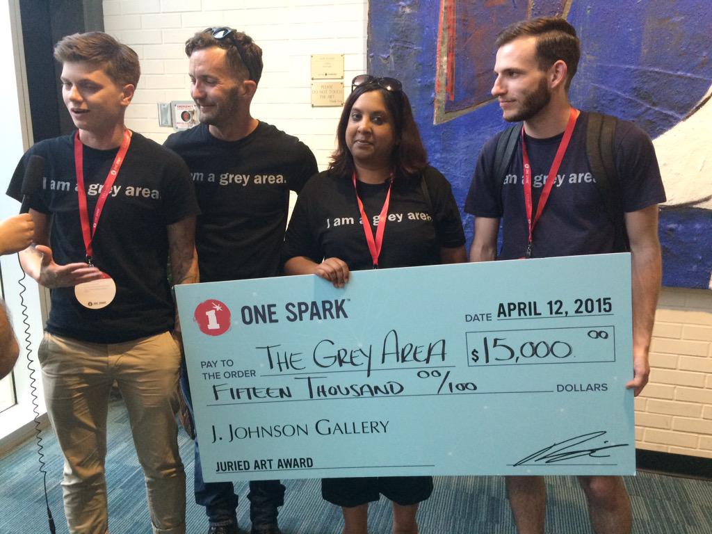 IgniteMediaJax's tweet photo. The Grey Area elated with their check #OneSpark http://t.co/NpqKYtfo8E