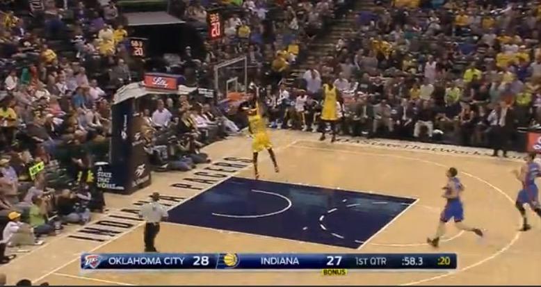 BleacherReport's tweet photo. VIDEO: Paul George dunks for the 1st time since returning from his nasty injury #WelcomeBackPG
http://t.co/7YltvXGlaP http://t.co/TfhHWuyTSY