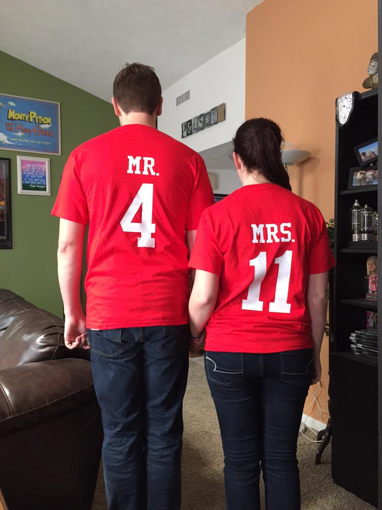 TheDougSam's tweet photo. Hey @TheCatOnFox look for newly weds @MattPAlt1033 & @MegSam23 behind green seats at tomorrow's opener. #stlfanphoto http://t.co/yvMK6SFD7u