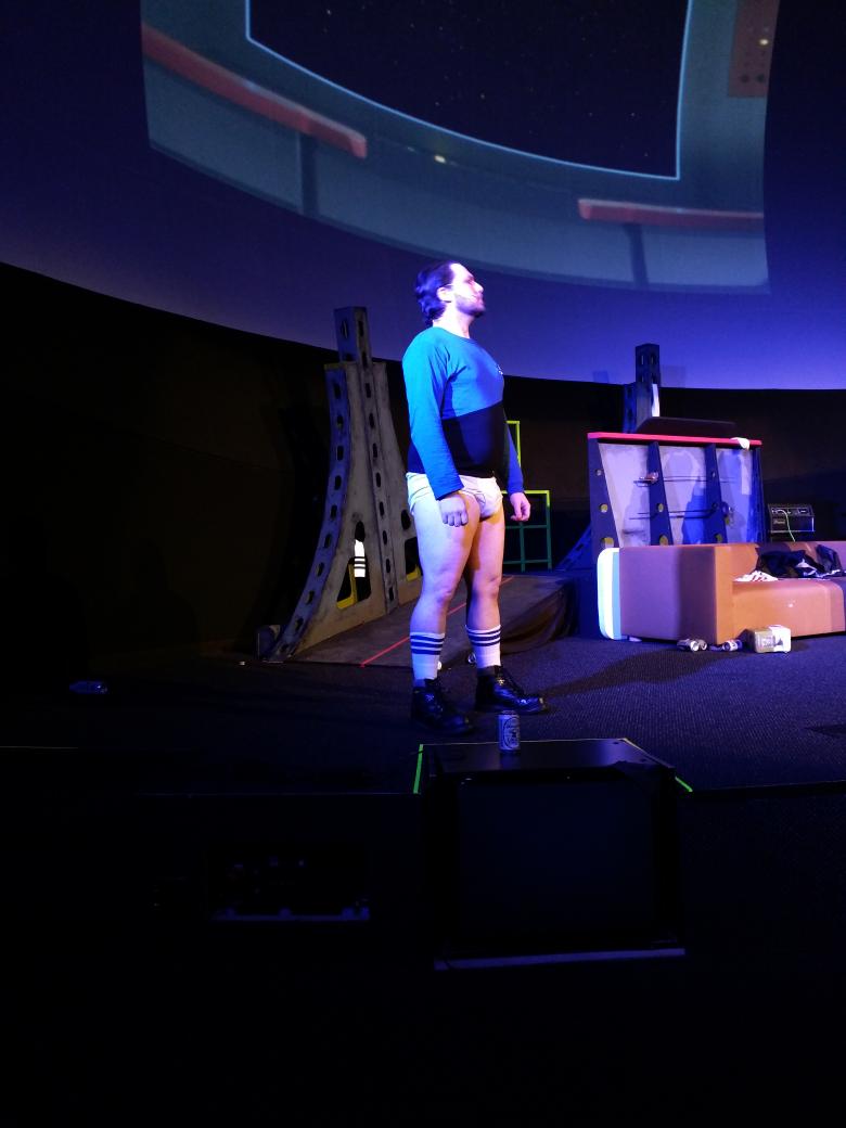 AstroPopDC's tweet photo. From last night: Hanselo, Drinkbot, & #2 discuss not having rules, except the need to wear pants. #C2YN #YurisNight http://t.co/rVwkFBlmjR