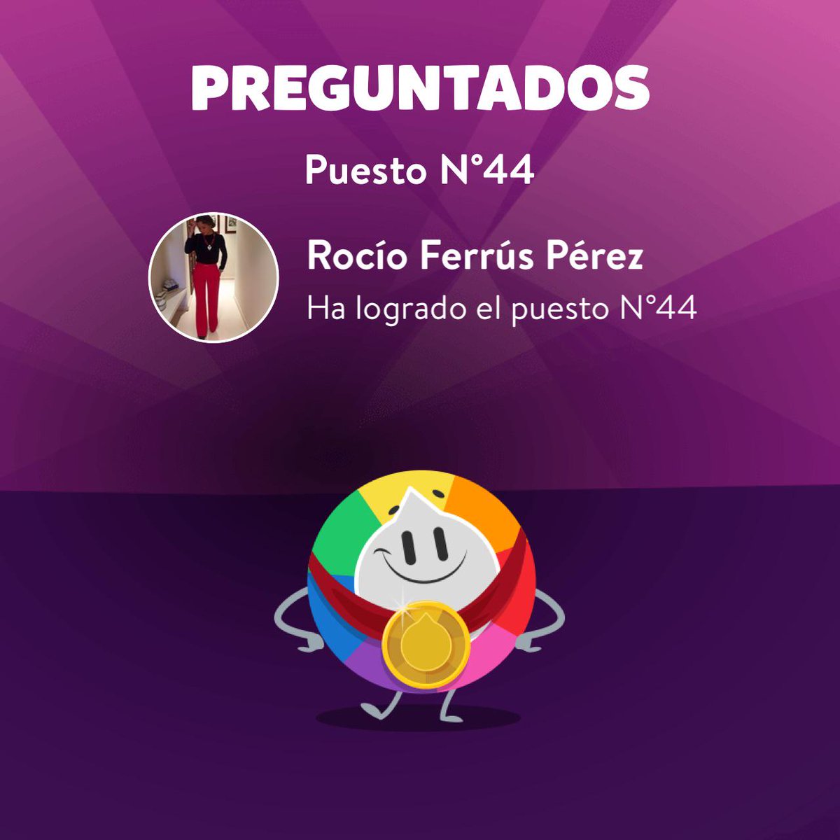 rocioferrus's tweet photo. ¡He logrado el puesto N°44 en el ranking semanal! http://t.co/dPJ2ed3rNi http://t.co/aizkfz7ZyN