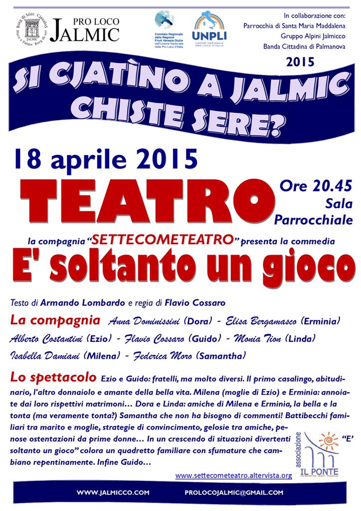 Sabato vi aspettiamo!!!! #settecometeatro #Jalmicco #palmanova