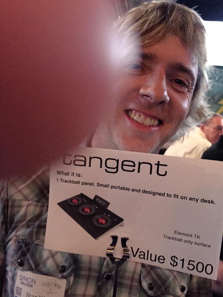 animotion_nl's tweet photo. Some guys have all the luck! Congratulations @simonwalker ! Winning a Tangent Elements at #colormixer event #NABshow http://t.co/3XJ4so0ziz