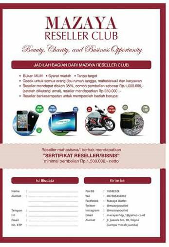mazayafactory's tweet photo. Open Resseller Club.  Dptkan disc.  35%-75%. Raih keuntungan hingga puluhan juta rupiah dan Dptkan hadiah umrah http://t.co/1qGOU6ei9l