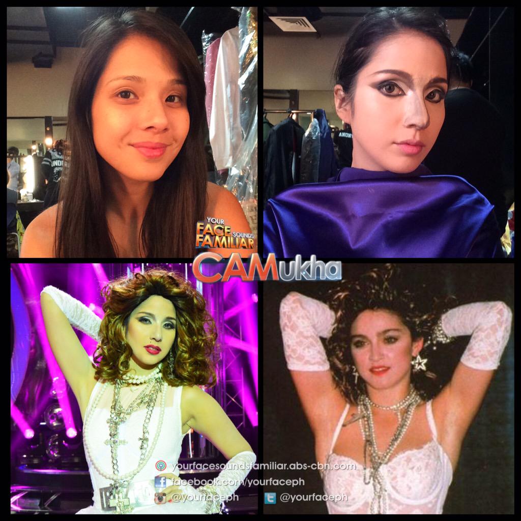 YourFacePH's tweet photo. CAMukha: Maxene transforms into Queen of Pop, #Madonna! #YFSFIcons #makeuptransformation #KaFaceNaKaSoundPa http://t.co/5NAVWni2v7