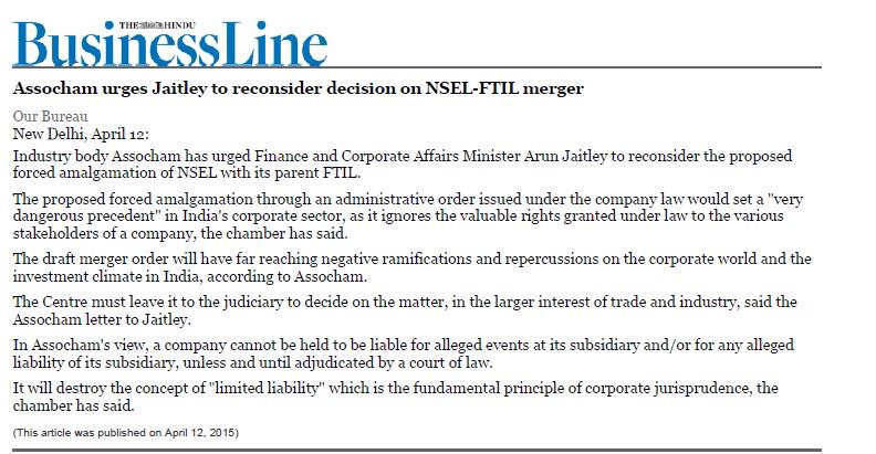 shaftil's tweet photo. Sir @rsprasad Assocham / Shareholder / Banks / Creditor / Employee / opposes forced merger of #FTIL. #StopMerger http://t.co/QaBEOxtUfF