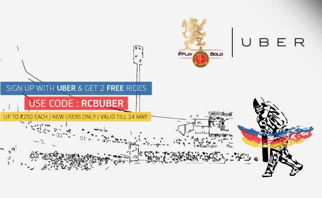 Uber_BLR's tweet photo. This is BIG! We've partnered with @RCBTweets to take you to Chinnaswamy in style #RCBUBER http://t.co/xHex6g1gI6 http://t.co/eRUqeZjK9R