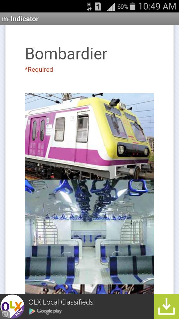 InspectorDhola's tweet image. Just gave my feedback on new #bombardier rakes introduced on #westernrailway in #mindicator goo.gl/IRnvCN