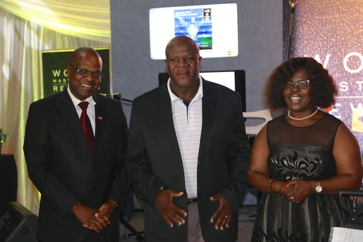 MastercardMENA's tweet photo. Our Charlton Goredema, a customer and Charity Murandu from @stewardbank at the #WorldRewards cards launch in Harare http://t.co/WwER98CxzP
