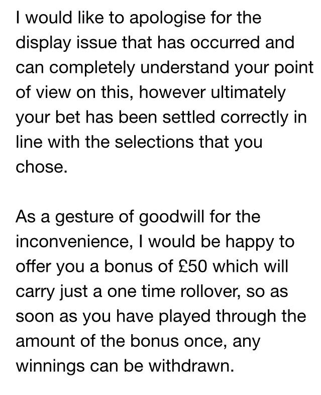 daveycobb's tweet photo. One of the replies form bet365, and the screenshot of the winning bet. I don't think they can understand my point http://t.co/ekE2Dh0iAS