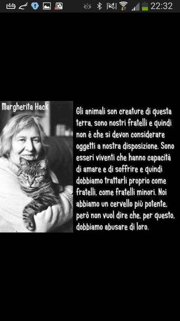AngeloVaira's tweet photo. Margherita Hack: "Gli animali sono nostri fratelli minori". http://t.co/xGgVJYO91o