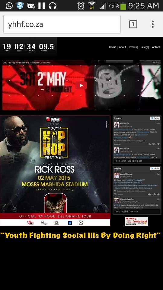YouthHipHopFest's tweet photo. #19DayToGo Tickets selling FAST get your @Computicket #YHHF2015 #RickRoss #SAsMVPArtists http://t.co/F8DpxXyYBc