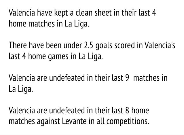 7daystats's tweet photo. #Spain #LaLiga 

#Valencia v #Levante

#7DayStats http://t.co/RazZfWhs6G