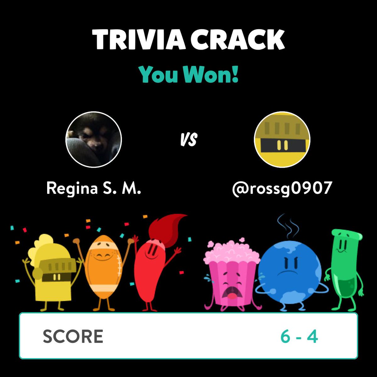 Regina Sorto Mccarter just won a game against @rossg0907 in Trivia Crack!  triviacrack.com/en/landing