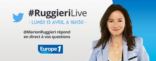 Europe1's tweet photo. Posez vos questions dès maintenant à @MarionRuggieri, elle vous répond à 16h30 http://t.co/NLRXIDvm5E #RuggieriLive http://t.co/6O728oVSp0