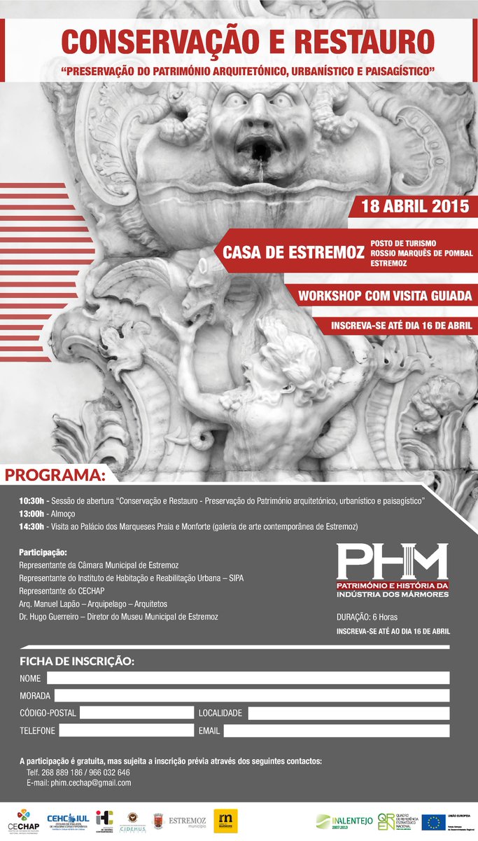 Rota Do Marmore Ae 2 º Workshop Phim 18 Abril Estremoz Tema Conservacao E Restauro Do Patrimonio Programa Http T Co Nf7skkvv93 Http T Co Pmrxeju0pm