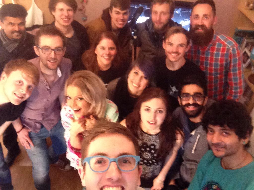 hannahspearritt's tweet photo. Thanks troop for a crazy "bloody" day yesterday  @gorytime @louisawarren  @jamesgauk @pharris @LMannersFilm 
#selfie http://t.co/45S7f498kX