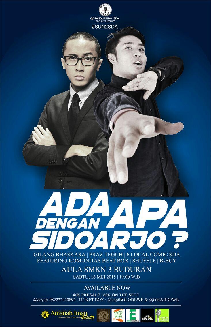 oki_salasa's tweet photo. #AADS 16Mei,di SMKN3 Buduran,Perform @gilbhas @Praz_Teguh &amp;6 Comic Sda.ADA PROMO TIKET .Cp @dayutr @StandUpIndo_SDA http://t.co/7ZlwImb6mu"