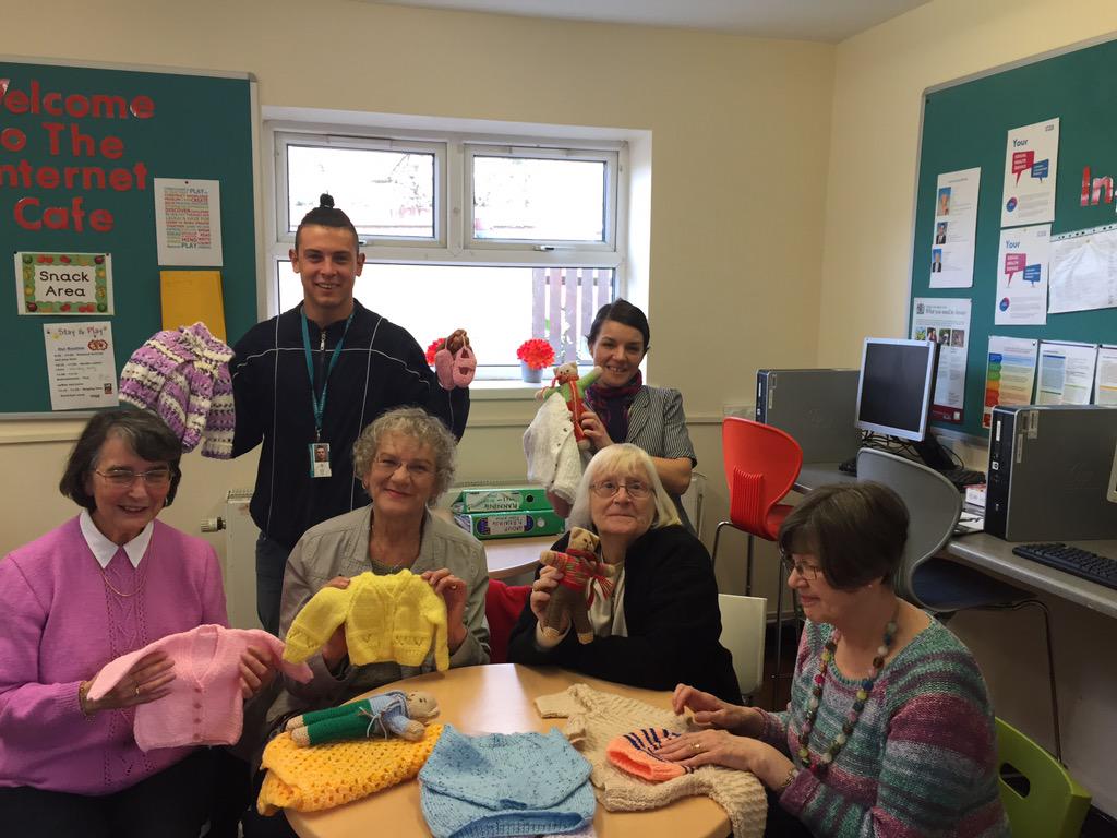 The first knitted welcome packs delivered to Border House