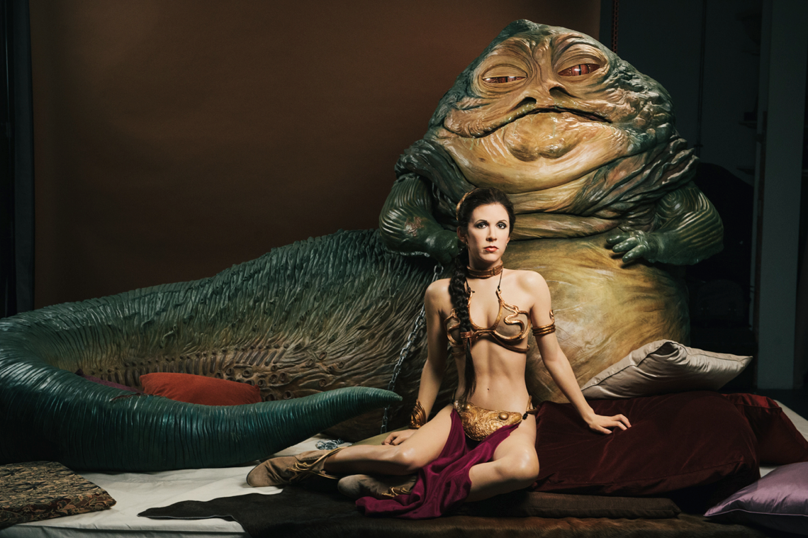 Princess Leia and Jabba the Hut united in wax. 