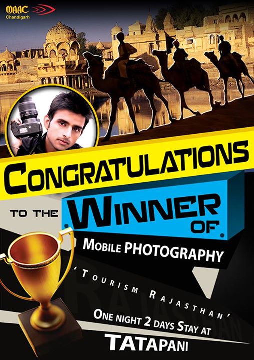 MAACCHANDIGARH's tweet photo. Congratulate Akash Singhal on winning the First Prize in the competition 'Tourism Rajasthan' in Mobile Photography http://t.co/pz1pPdbD31