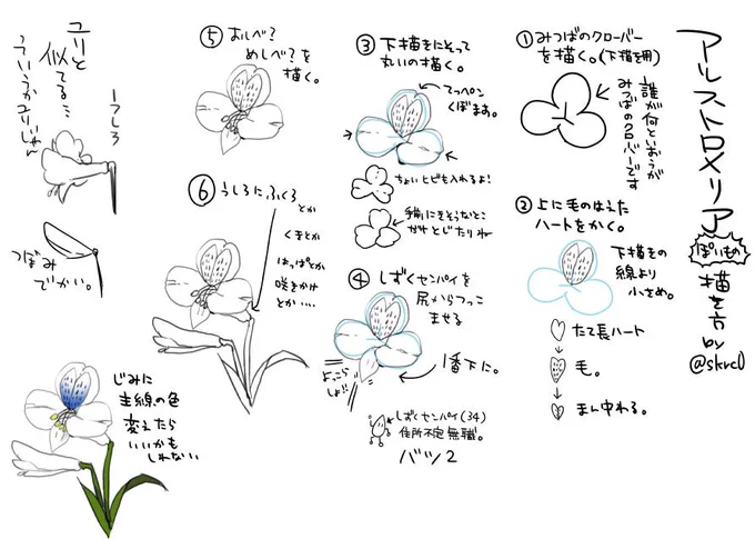 アルストロメリアとトルコキキョウとグロリオサとユリの描き方 