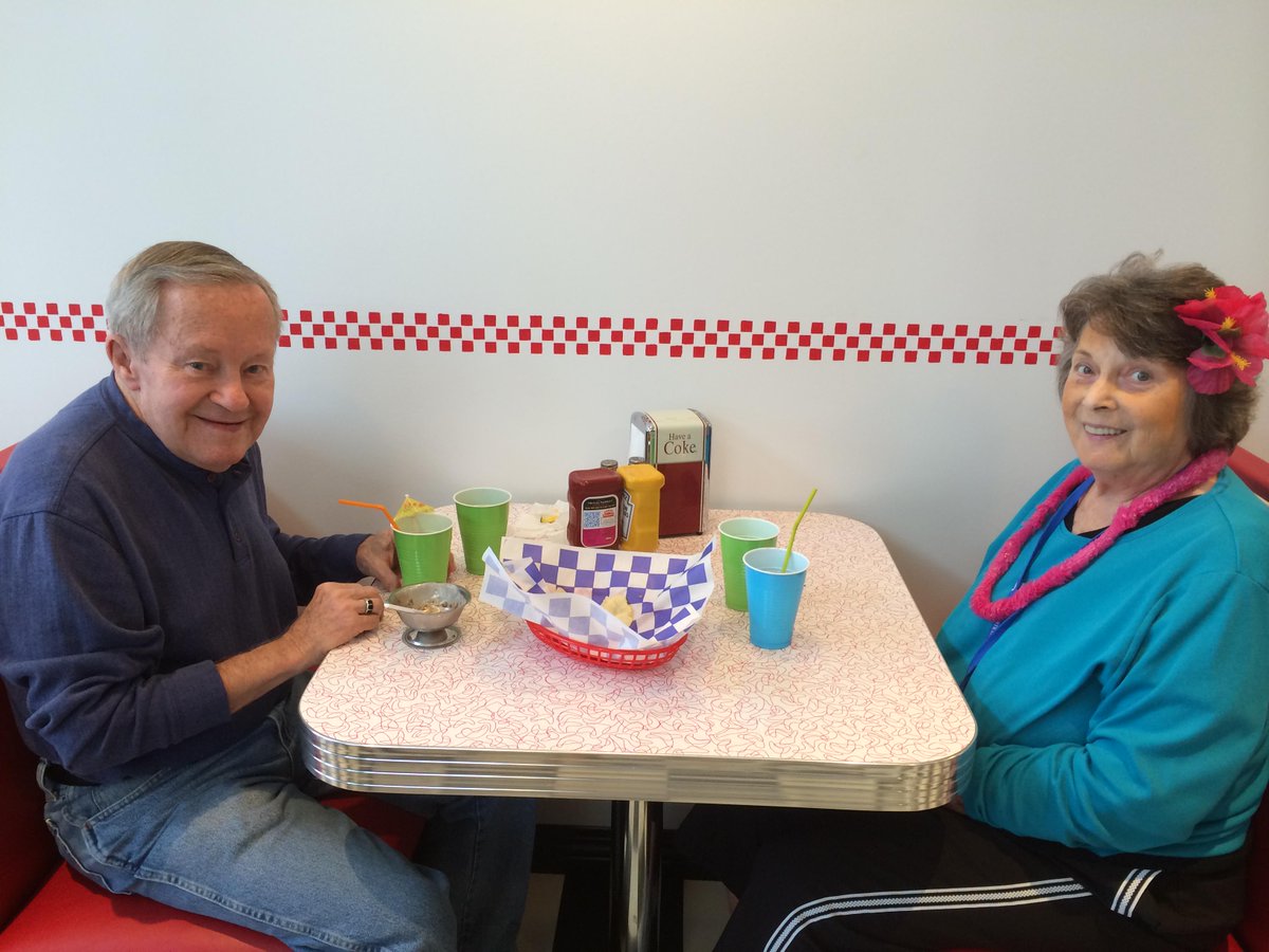 BluebirdCares's tweet photo. Jim and Lou on a date - at Bluebird's diner, Mimi's, on cruise day! http://t.co/EbtNpfePm6