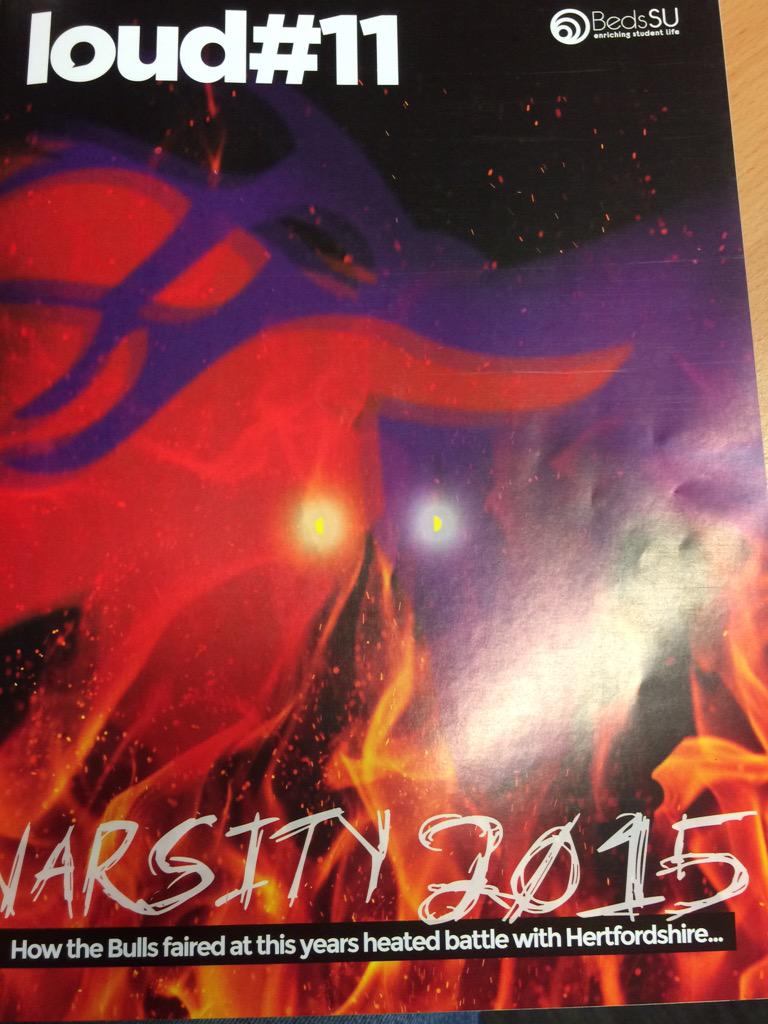 BedsSU's tweet photo. Loud no.11 is here! Pick up your copy today from around campus. #varsity2015 #BedsvHerts http://t.co/4EdPpRfTVZ