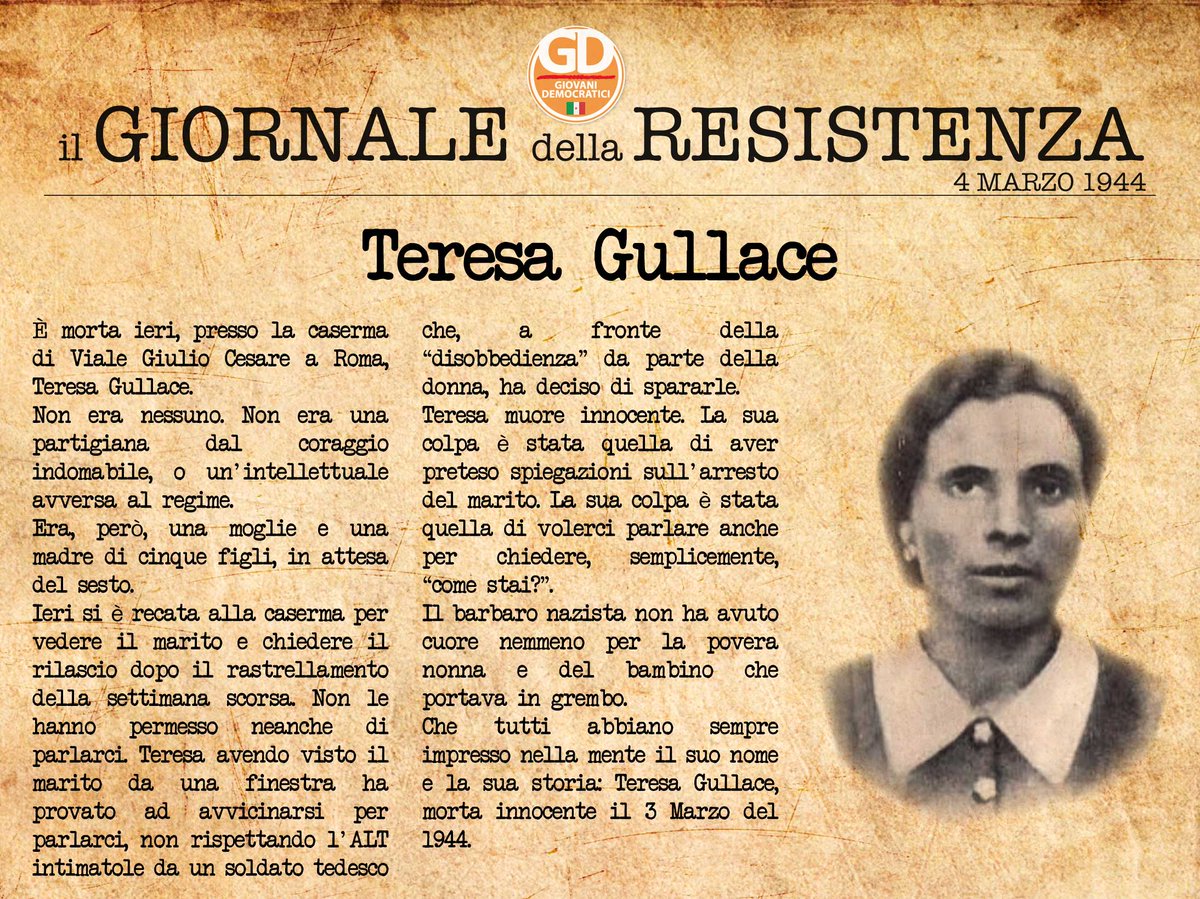 gdnazionale's tweet photo. Teresa era una moglie e una madre.
Voleva solo chiedere al marito "come stai?".
#25storie #25aprile #70esimo http://t.co/I2hjLWq6qP