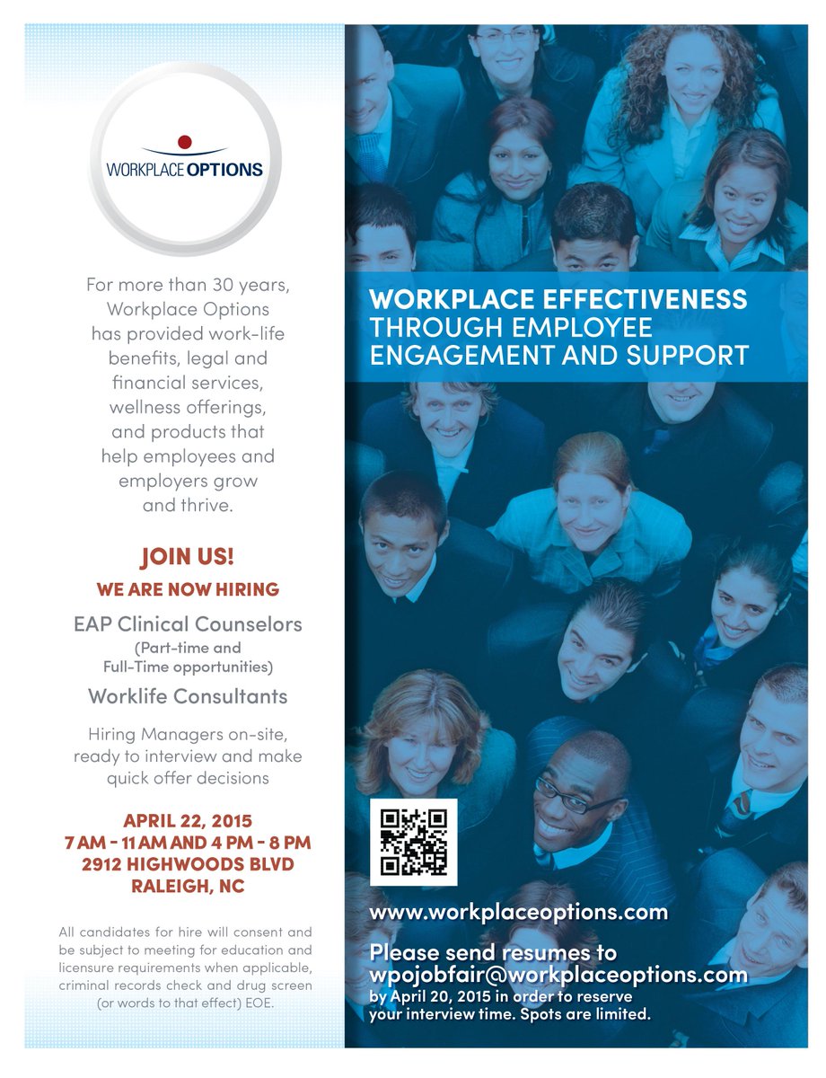 We want to CU Hired! Check out the Workplace Options job fair on April 22nd.