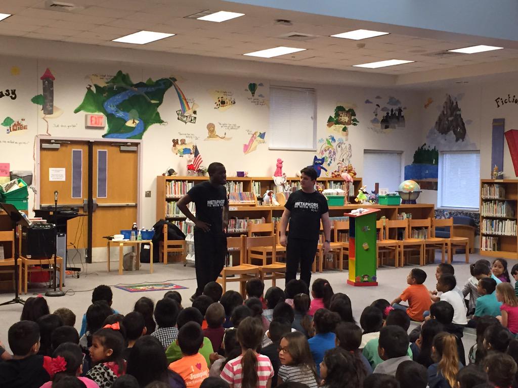 Poetry Alive today with each grade level!!!   The kids are loving it! #hfsoars