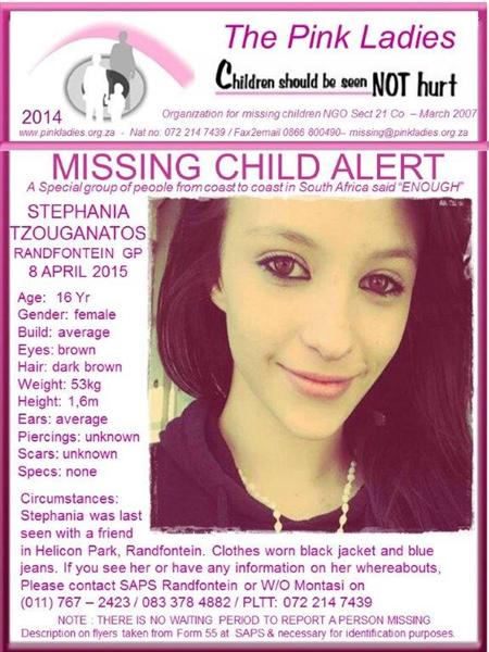 JeanneVWHerald's tweet photo. Missing girl 16 found http://t.co/btZhYBJyaw @ThePinkLadiesOr @Anarchy_JHB @SAPoliceService @072MISSING http://t.co/xeeNG9WRwU