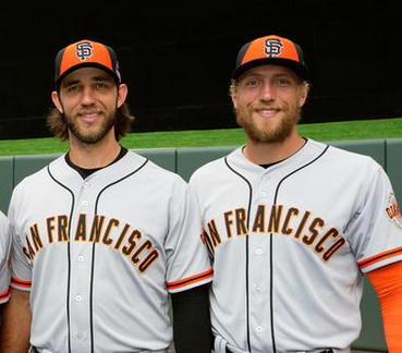 Happy Monday! In honor of Hunter Pence\s birthday, here\s a pic of him and Madison Bumgarner! 