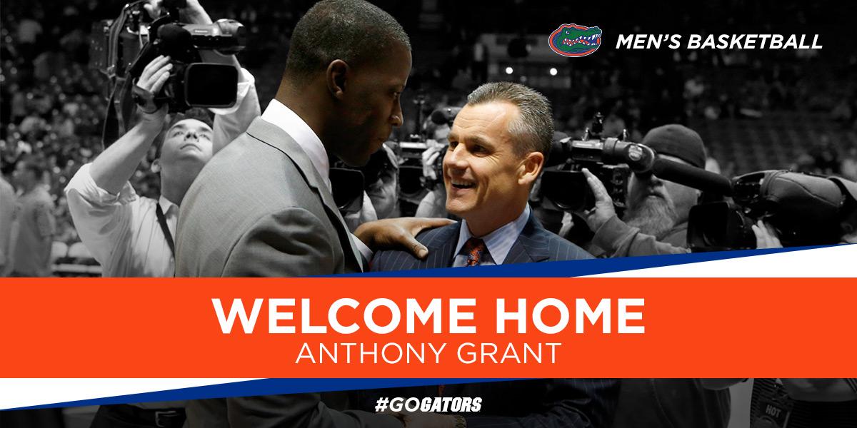 Anthony Grant re-joins #Gators staff after 9 seasons as VCU &amp; Alabama head coach.  gatorzone.com/story.php?id=3…
