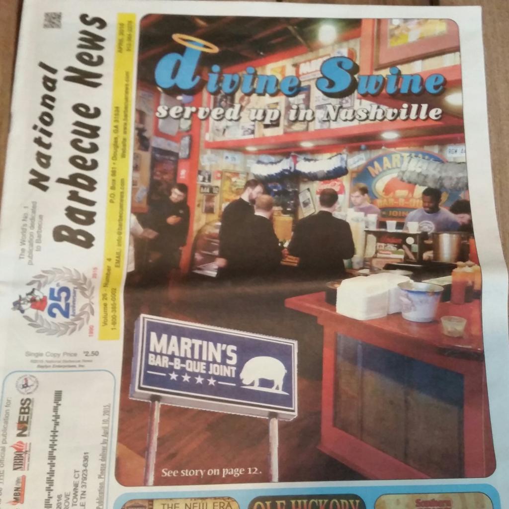 NibbleMeThis's tweet photo. Glad to see one of my Nashville favorites, @martinsbbq, on the cover of the April @NationalBBQNews. #rednecktaco http://t.co/hVhPvIxxtv