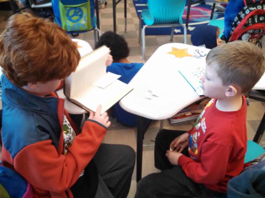 Chronisters3rd's tweet photo. Reading with our fourth grade neighbors from Mrs. Chapman's room...@wrightdmps http://t.co/Z8Y4MzuuwX