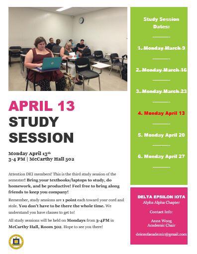 DEI_CSUF's tweet image. There&apos;s a Study session today at 3pm! Come earn those last few points before the school year ends :)!